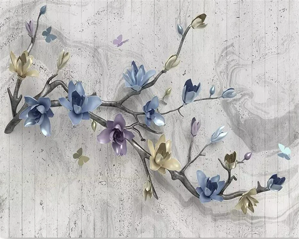 Customized branch murals Color gold embossed flower wallpaper mural retro 3d new chinese background wall wallpaper
