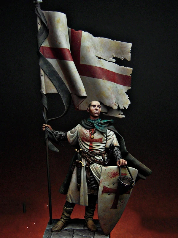 Unassambled  1/24 75MM Templar Standard ancient , 75mm (WITH BASE )  Historical  Resin figure miniature model Unpainted