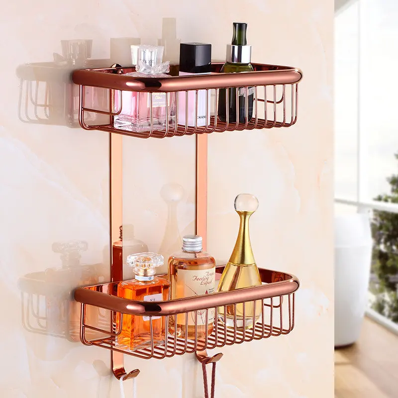 Bathroom Corner Shelf Soap Holder Dual Tier Brass Gold/Chrome bathroom shelves bathroom shampoo holder basket bathroom holder