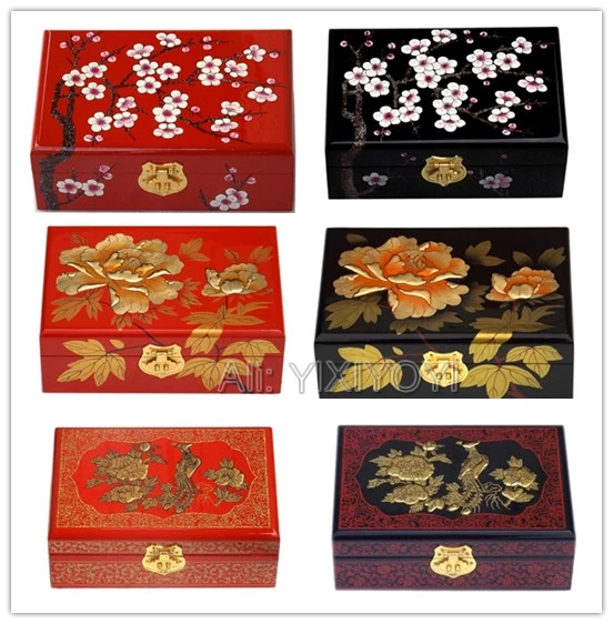 Chinese Retro 2 Layer Wood Storage Box with Mirror Bangle Earring Pendant Organizer Display Jewelry Boxes Wedding Carrying Case