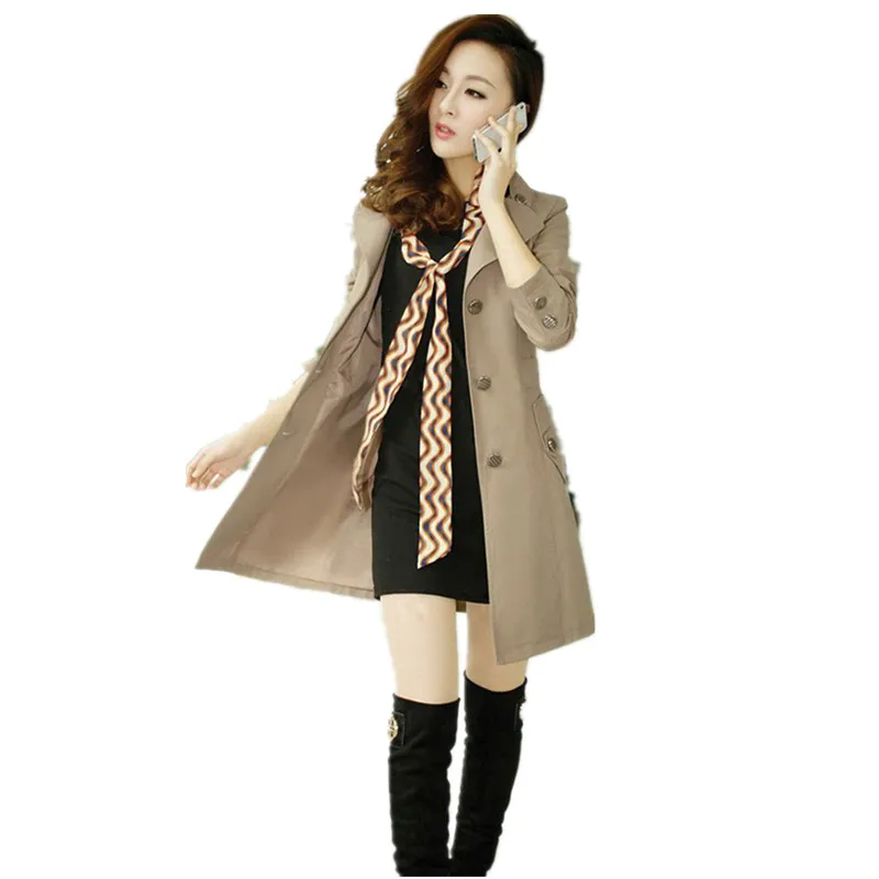 

Women's long section 2018 spring and autumn new slim Korean version was thin waist temperament coat