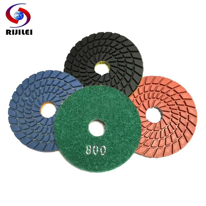 RIJILEI 7 Pieces/Lot 3Inch Wet Flexible Polishing Pad 80mm Diamond Polishing Pads Spiral Type Marble Granite Grinding Discs 3DS2