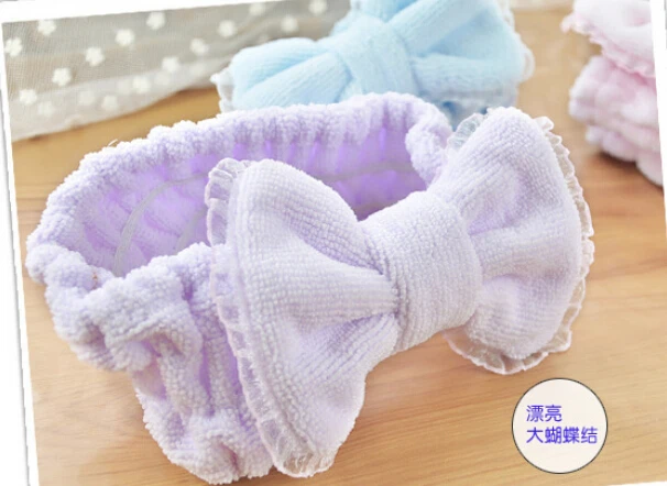 

20pcs/lot korean style woman Coral Velvet Big Bow Headbands Wash Face Makeup and Beauty plush Hairbands