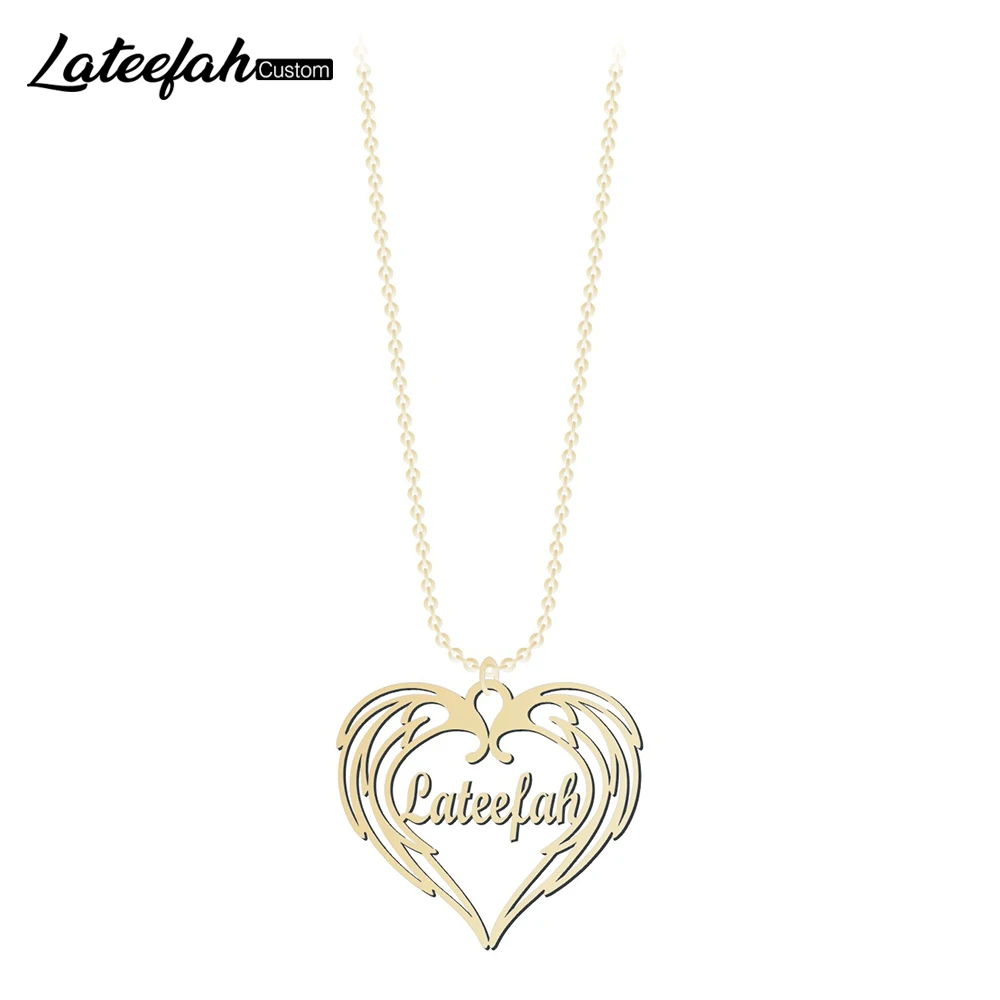 Lateefah Personality Fashion Necklace Angel Wings Long Necklaces New Feather Pendant Chain Gold Necklace For Women Accessories