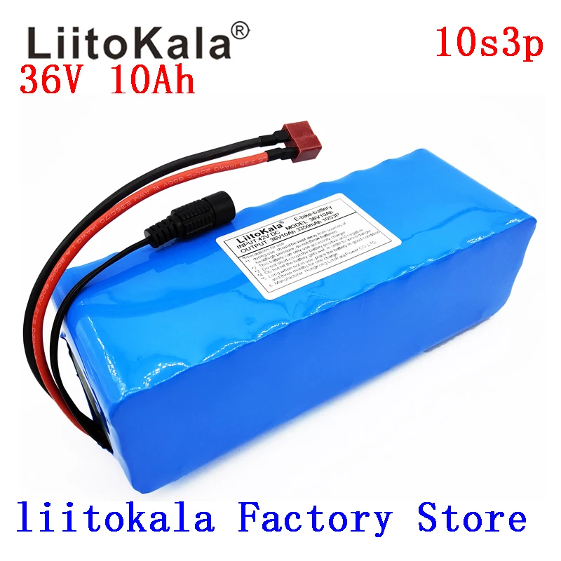 LiitoKala 36v 10Ah 10S3P 18650 Rechargeable Battery, Modified Bikes, Electric Vehicle Battery Charger li-lon