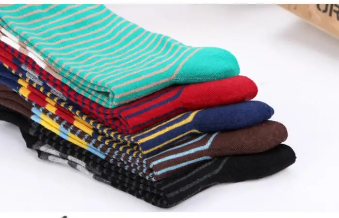 100pairs/lot fedex fast england style man casual autumn winter cotton socks stripe crew socks casual socks