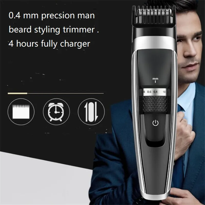 Electric Men Beard Trimmer 0.4mm Precision Face Grooming Clipper Mustache Style Shaver Razor Washable Facial Haircut Machine