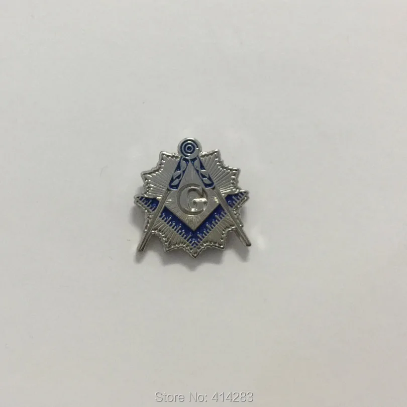 

10pcs Wholesale Freemason Pins Badge Masonry Brooch Metal Craft 18mm Blue Lodge Square and Compass with Sunburst Lapel Pin