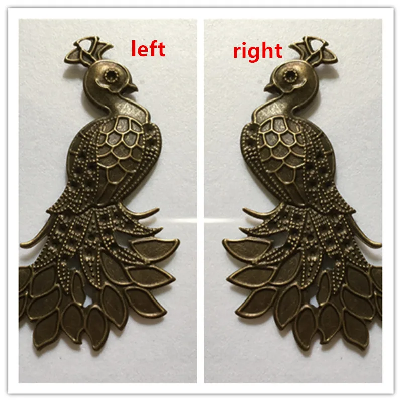 500Pcs Wholesale Filigree Peacock Embellishments Findings,Jewelry Accessories,7cm,Bronze Tone