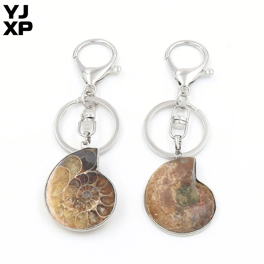 YJXP Trendy Style Silver Plated Ammonite Reliquiae Key Chains Fashion Jewelry