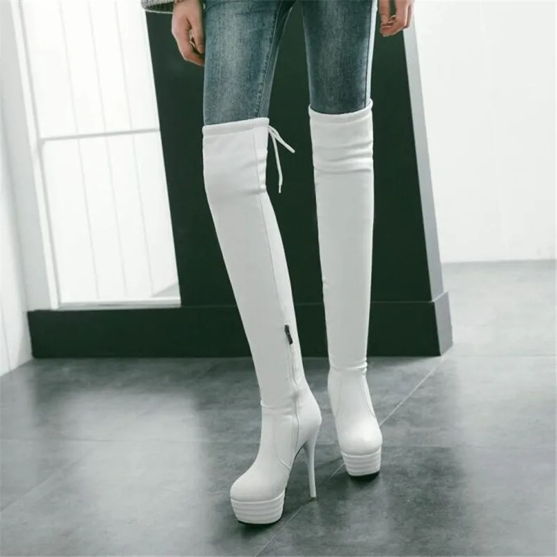 Women Boots winter New pattern fashion Round head black sexy Over knee Thin leg Boots Add wool Keep warm Fine heel Women Boots