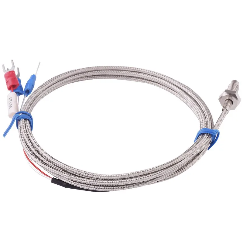 M6 Screw Type PT100 RTD Resistance Temperature Detector Thermal Sensor 3 Wires Cable for Boiler Oven Temperature Controller