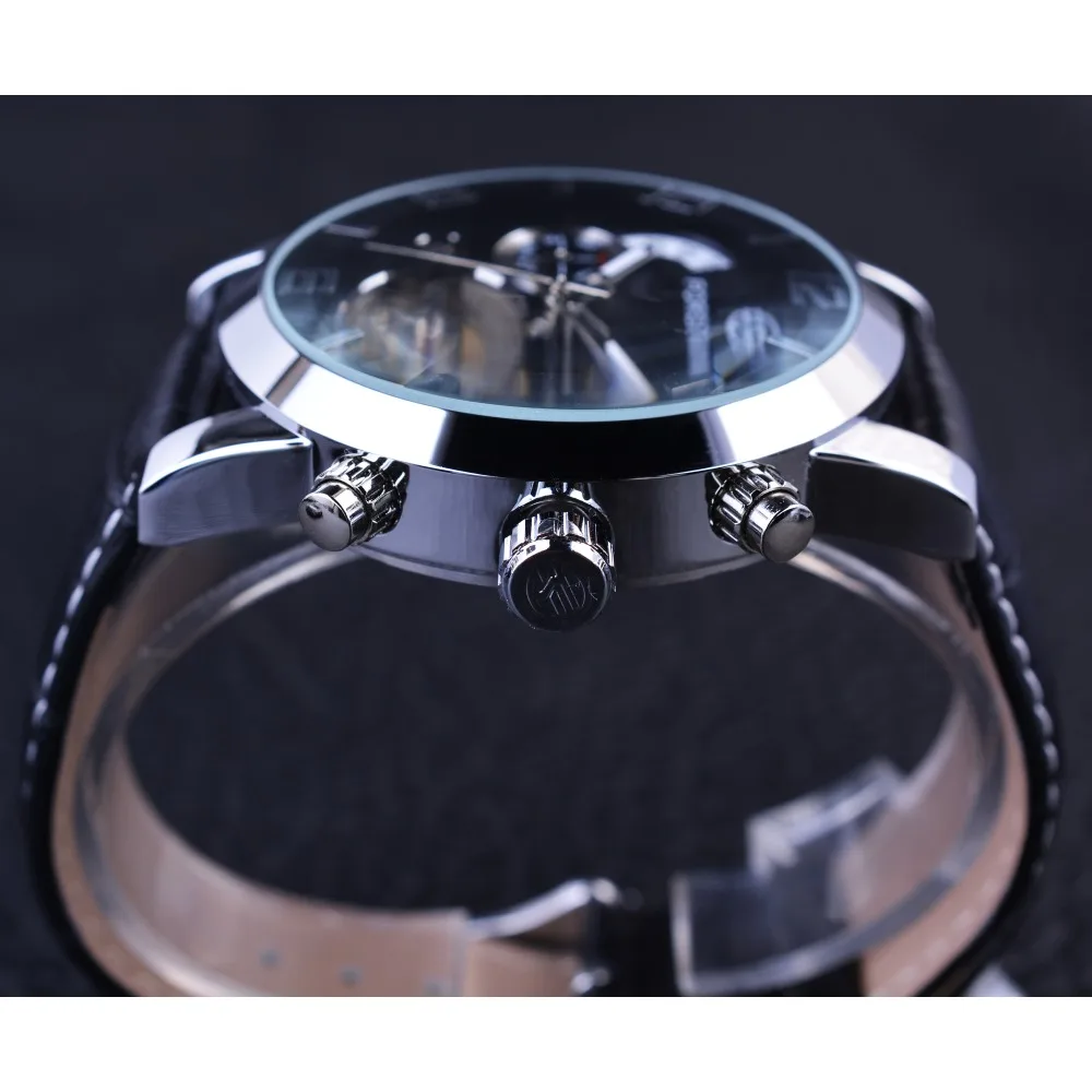 Forsining 5 Hands Tourbillion Fashion Wave Dial Design Multi Function Display Men Watches Top Brand Luxury Automatic Watch Clock