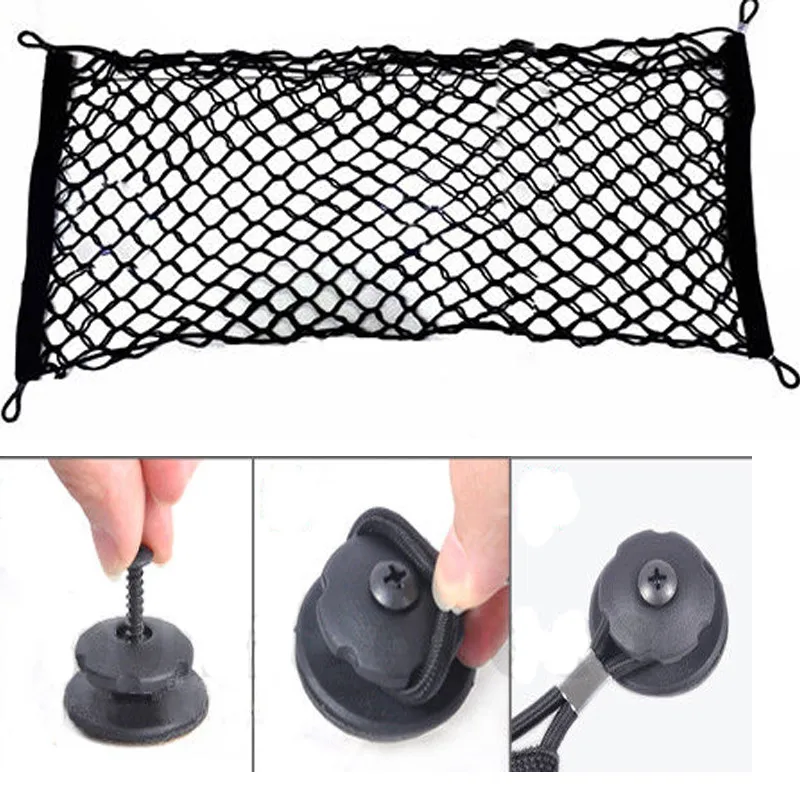 Universal Trunk Cargo Net Car Mesh Storage Organizer with Mounting Screw For Volvo S60 S70 S80 S90 V50 V60 V90 XC60 XC70 XC90