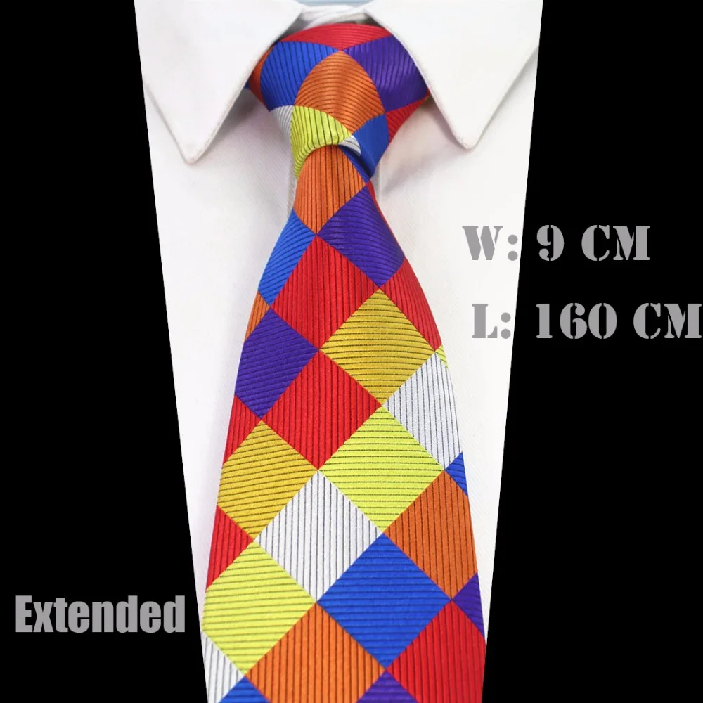 

GUSLESON New Arrivel Extra Long Size Tie For Men 160cm*9cm Necktie Plaid Paisley Silk Jacquard Woven Neck Tie Suit Wedding Party