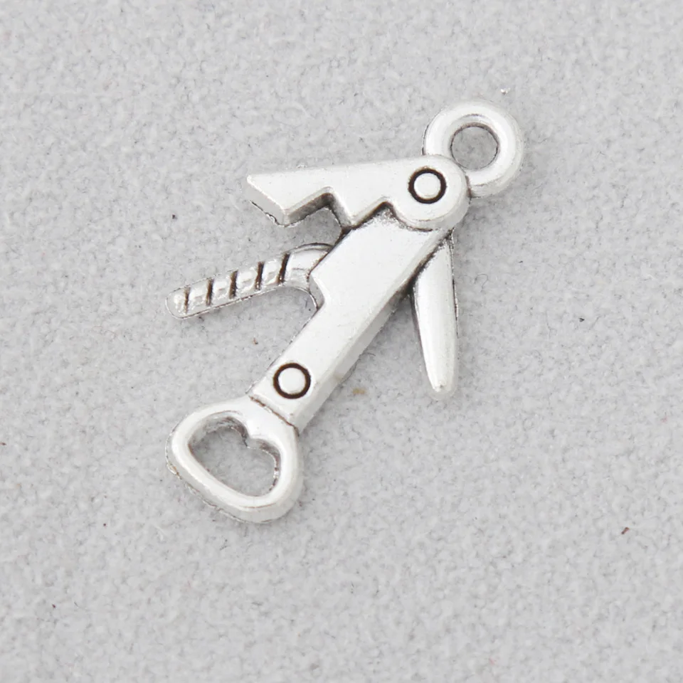 25pcs Fashion Alloy Daily Use Bottle Opener Charms Corkscrew Tool Charms 12*21mm AAC1526