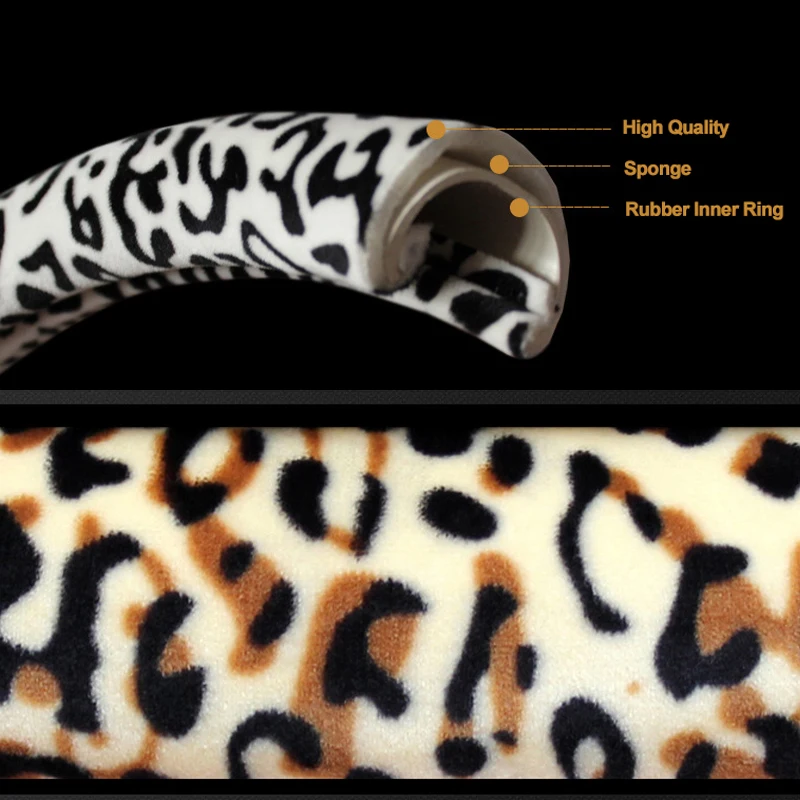 Winter 7 Colors Car Steering Wheel Cover Fashion Leopard Design Plush Soft Universal Braid on the Steering-wheel Car Styling