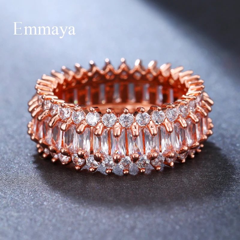 Emmaya Brand White Zircon Rings Clear CZ Gold-Color Rings for Women Fashion Jewelry Wholesale Gift Party