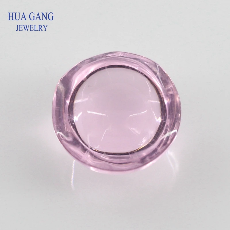 Glass beads Stone Pink Round Shape Cabochon Cut Flat Bottom Loose Synthetic Gems For Jewlry Size 8mm 10mm 20mm