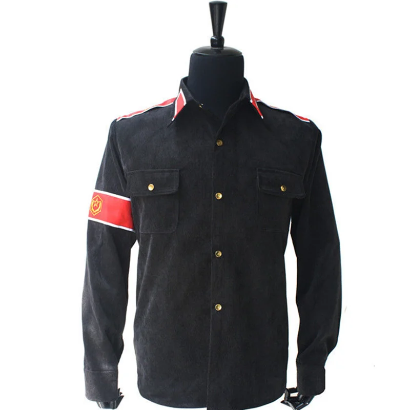 Rare MJ Michael Jackson RED & Black CTE Corduroy Outwear Classic England Retro antiwar Shirt Jacket With arm-bands In All Size