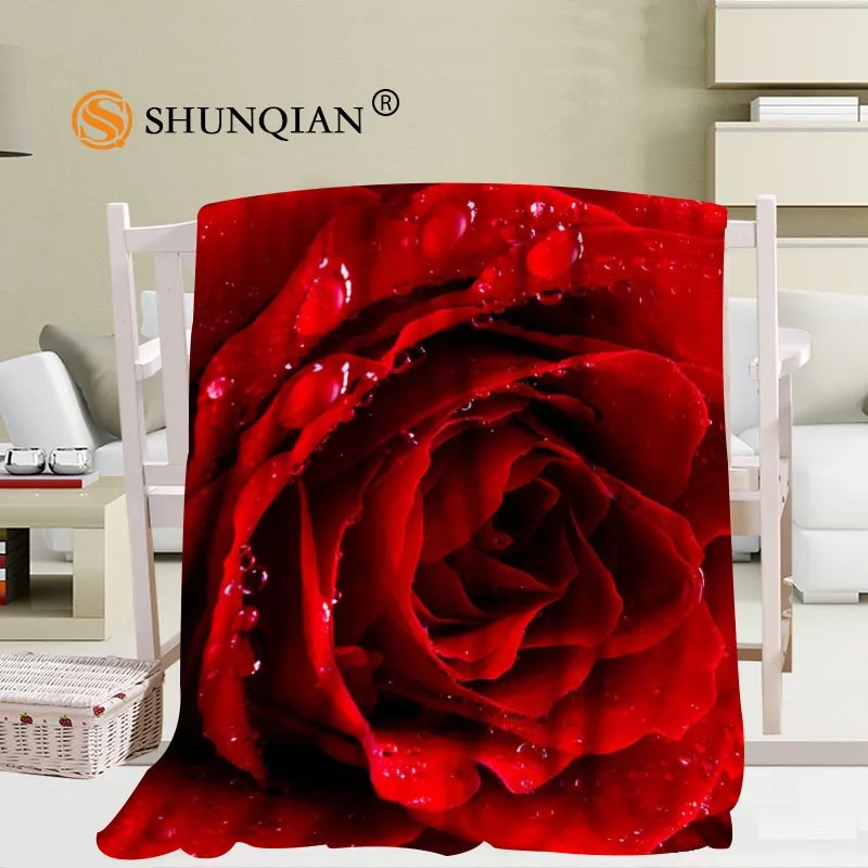 Hot Sale custom Romantic roses Blanket Manta Falafel Blanket Sofa/Bed/Plane Travel Bedding 56x80inch 50X60inch 40X50inch