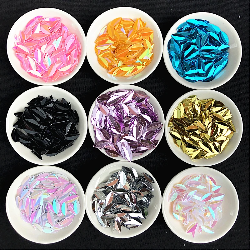 New! 720pcs 6*14mm Oval Folded Sequins Horse Eyes Shape Loose Sequin Paillettes For Crafts Wedding Decoration Sewing Accessories