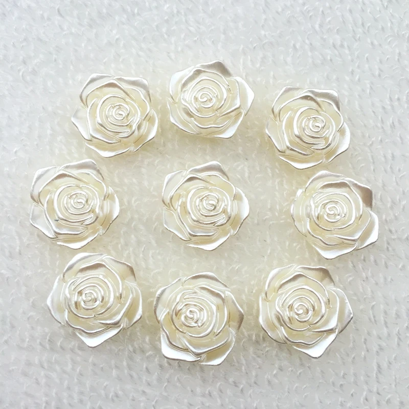 Milky White 20pcs/pack 18mm 3D Resin Rose Flower Flat Back Cabochon Scrapbook Resin Embellishment Jewelry Decoration-A979