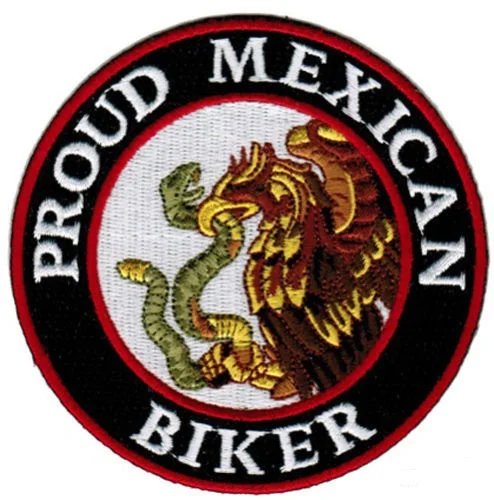 

PROUD MEXICAN BIKER embroidered PATCH iron-on MEXICO EAGLE FLAG MOTORCYCLE LOGO