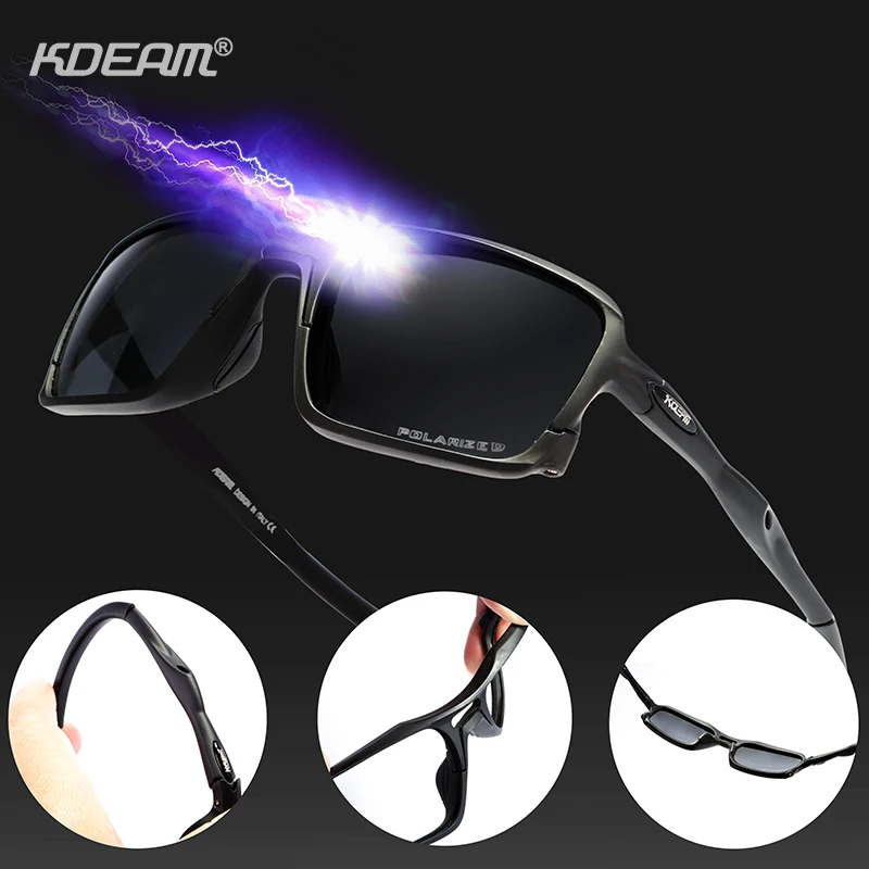 KDEAM Sports Polarized Sunglasses Durable TR90 Frame Driving Glasses for Men Women 5 Colors Shades For Jogging Baseball KD222