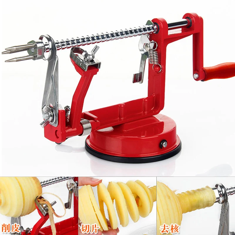 

Free Shipping 1Set 3in1 fruit tools Apple Slinky Machine Peeler Fruit Cutter Slicer Kitchenware Apple peeling machine(00153)