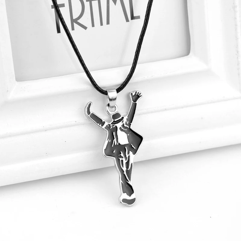 Classic Pop Star Singer MJ Necklace Dancing Michael Jackson Enamel Pendant Necklace For Fans Monumental Jewelry Accessories