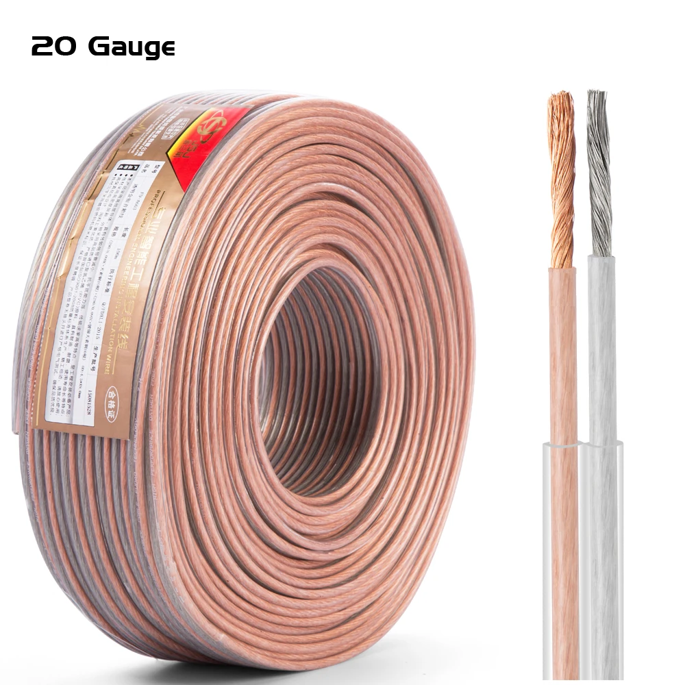 DIY Hifi Speaker Cable Transparent OFC Bare Copper 20 Gauge for Home Theater High End Speaker DJ System KTV Car Audio PVC Wire