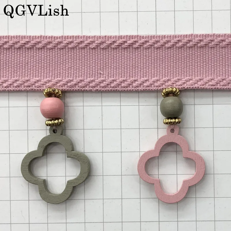 

QGVLish 12M/lot Wood Curtain Tassel Fringe Lace Trims DIY Sewing Sofa Stage Valance Curtain Accessories Lace Ribbon Belts Trim