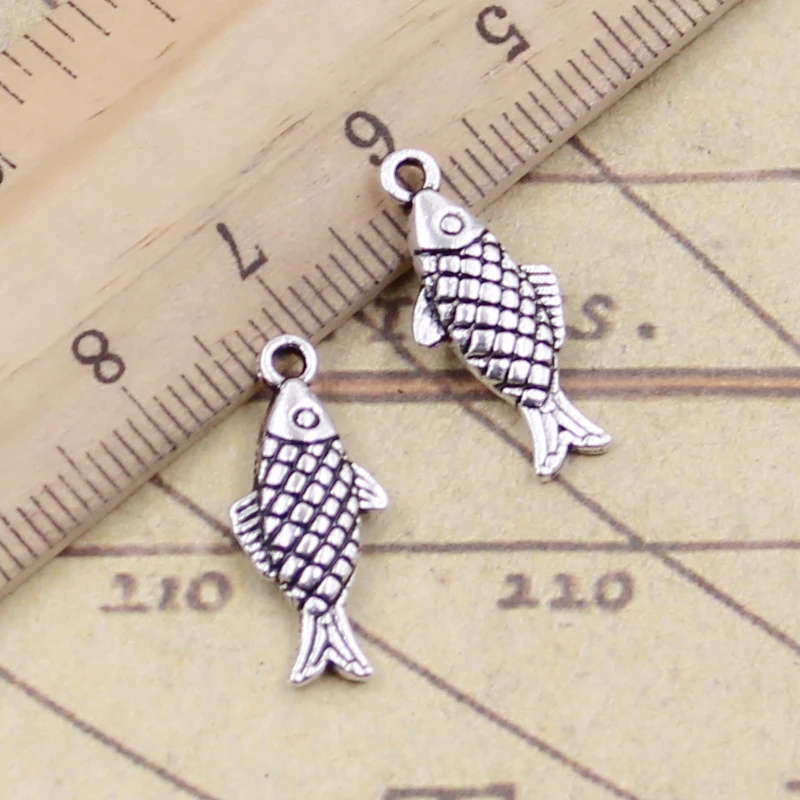 20szt Charms dwustronna ryba 20x8mm tybetański brąz srebrny kolor zawieszki antyczne tworzenia biżuterii DIY Handmade Craft