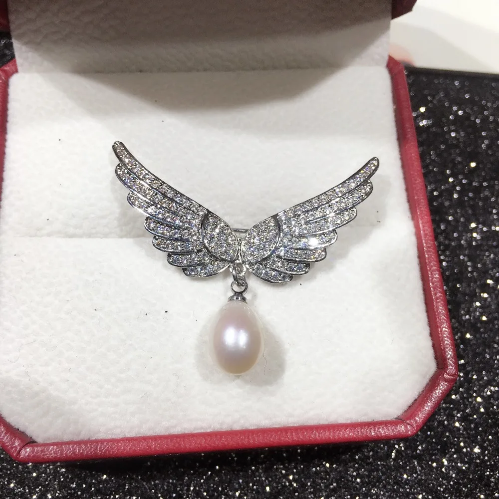 SHDIYAYUN 2019 New Big Sale Pearl Brooch For Women Noble Wing Brooches Pins Natural Freshwater Pearl Fine Jewelry High Quality