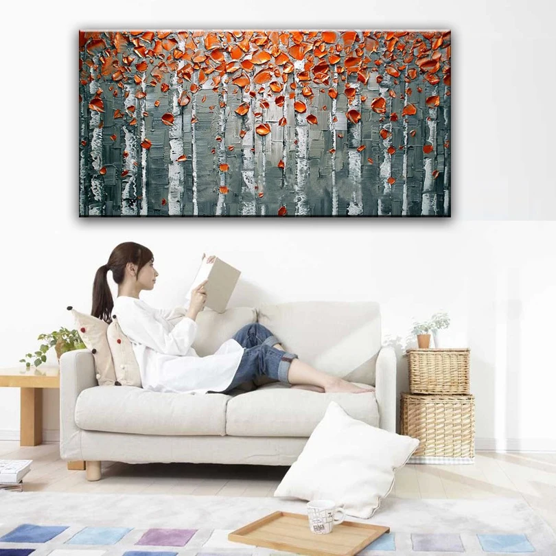 

100% hand painted oil painting Home decoration high quality landscape knife painting pictures