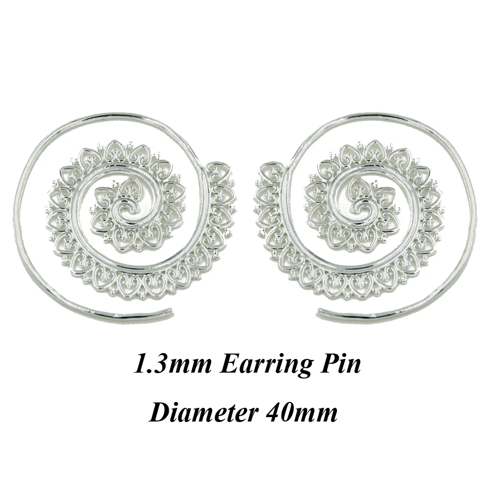 Pair Fashion Brass Copper Tribal Indian Spiral Drop Earring Charming Jewelry Dangle Ear Piercing Weight Gauge Body Jewelry