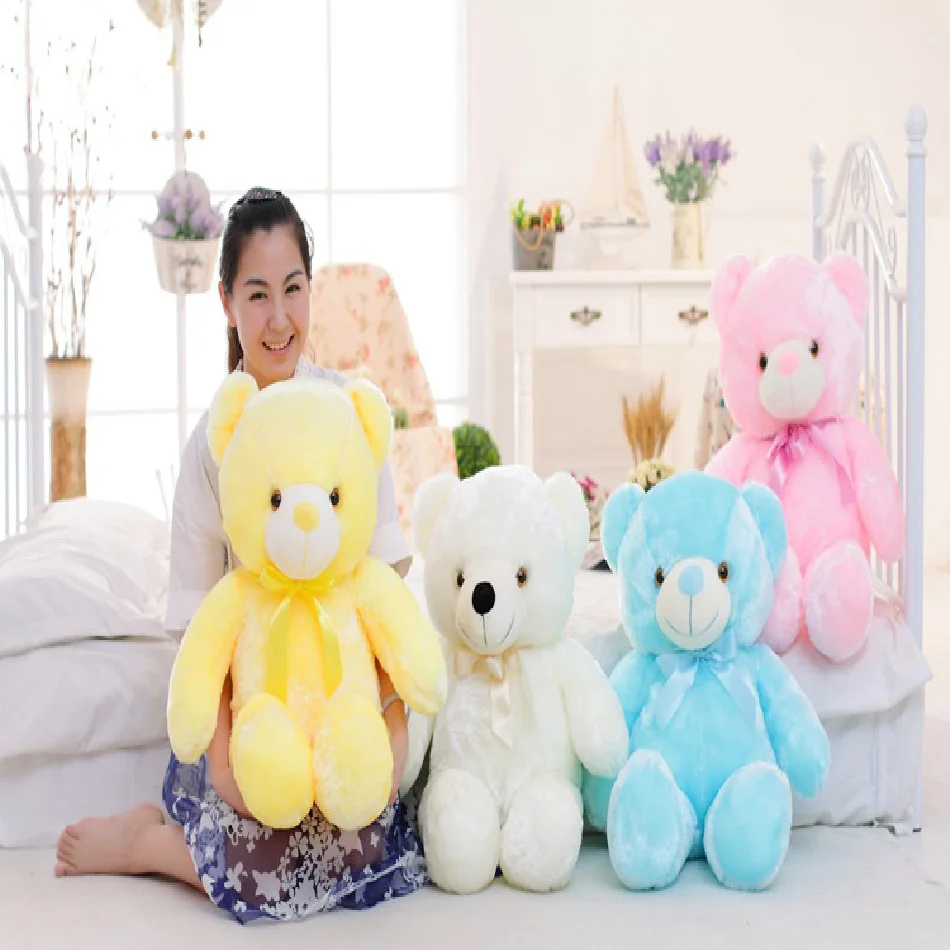 50cm Creative Light Up LED Teddy Bear Stuffed Animals Plush Toy Colorful Glowing Teddy Bear Christmas Gift for Kids