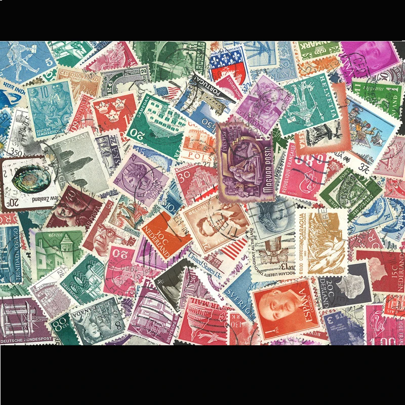 100 PCS/LOT All Different  Old / Vintage  Postage  Stamps Brand With Post  Mark , No repetition timbres stamps