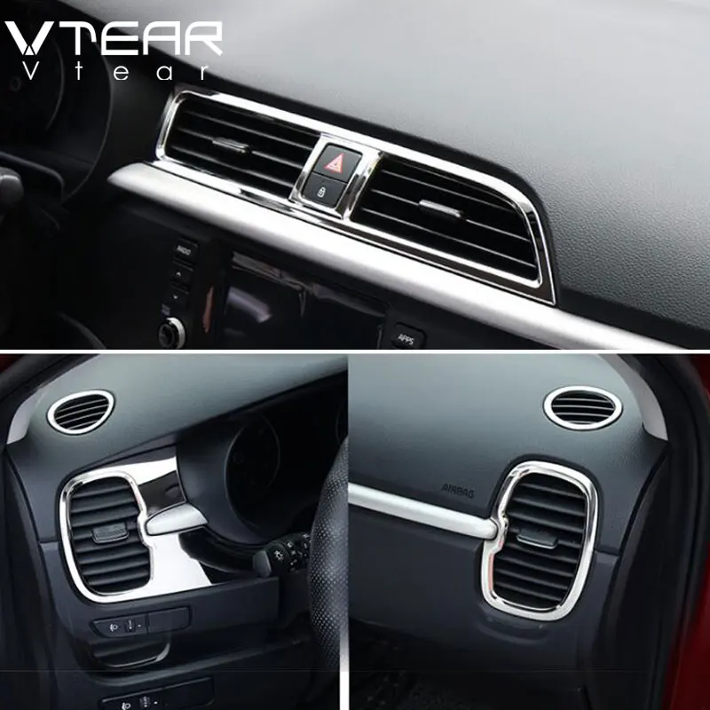 Vtear For Kia Rio 4 x line Accessories air outlet circle cover x-line interior mouldings car-styling chrome trim decoration 2019