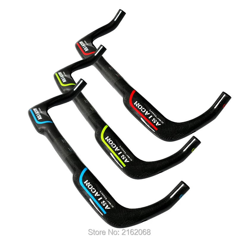 New 4 colors ASIACOM racing Road bike full carbon rest handlebar TT style Fixed Gear bicycle handlebar 31.8*400-460mm