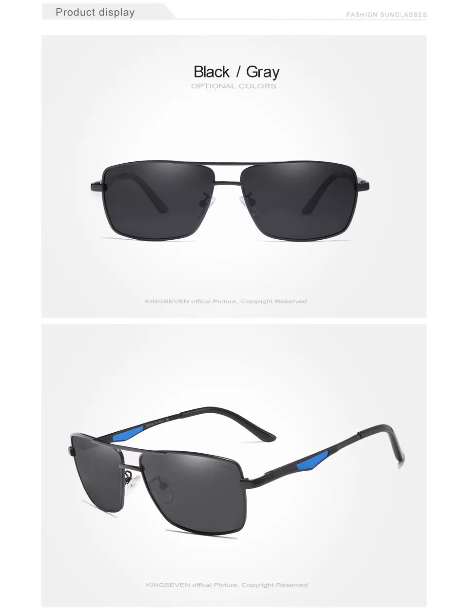 KINGSEVEN 2024 Marke Designer Polarisierte Sonnenbrille Für Fahren Männer Oculos Quadrat Sonnenbrille Für männer Mode Reise Brillen – Detail 4