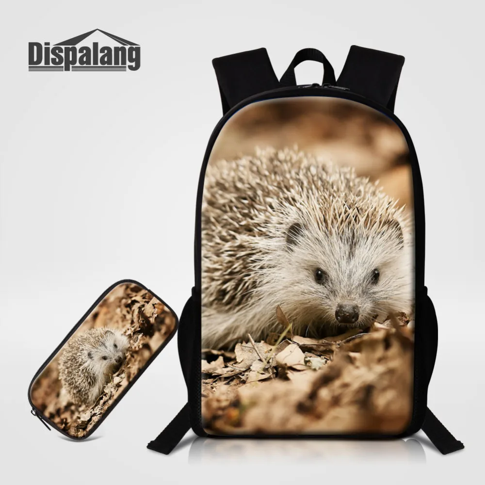 

Dispalang 2 Pcs/Set Backpack Hedgehog Print Schoolbag for Teenage Girls Rucksack Students School Bag with Pencil Case Mochilas