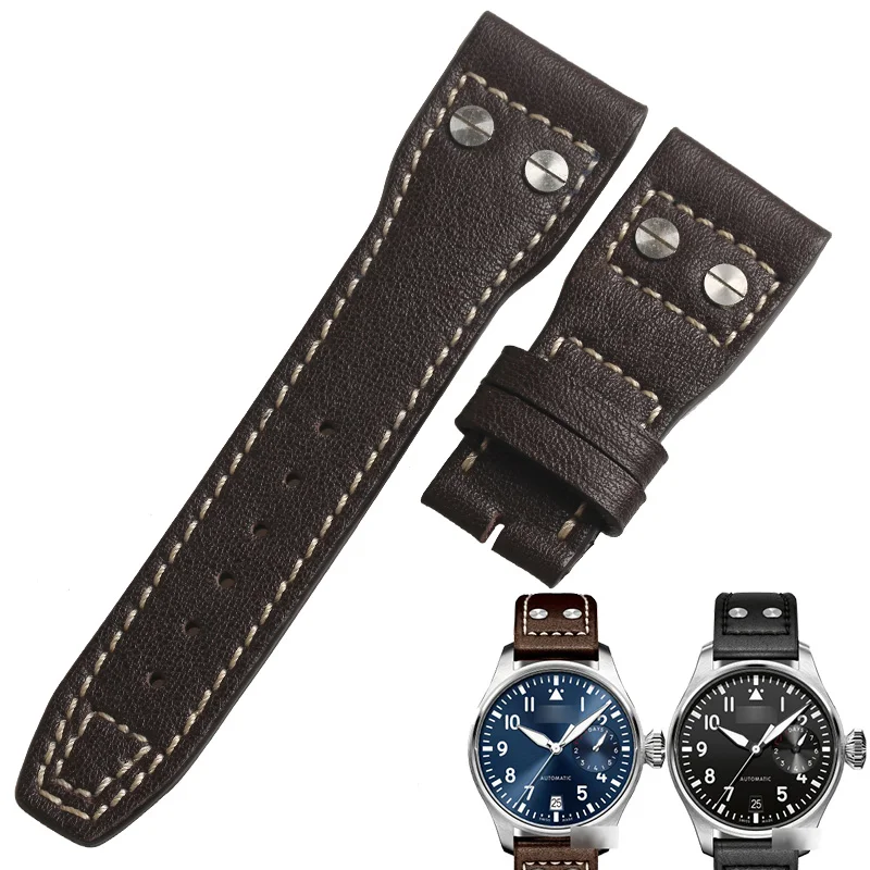 

WENTULA watchband for PILOT'S WATCHES IW500916 IW500908 calf-leather band cow leather Genuine Leather leather strap