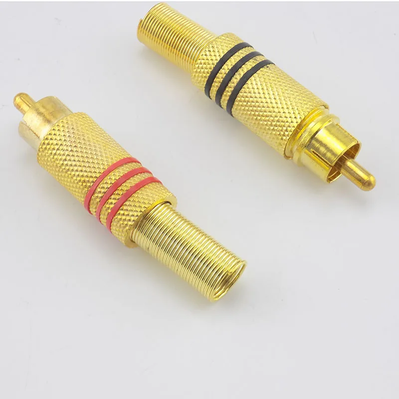 Conector macho RCA dorado para Cable de Audio, adaptador de enchufe para cámara de vídeo CCTV, 4 piezas, 10 piezas