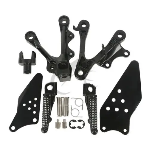 Motorcycle Motorbike Front Rider Footrest Foot Pegs Bracket Set For Kawasaki Ninja ZX6R 2009-2014