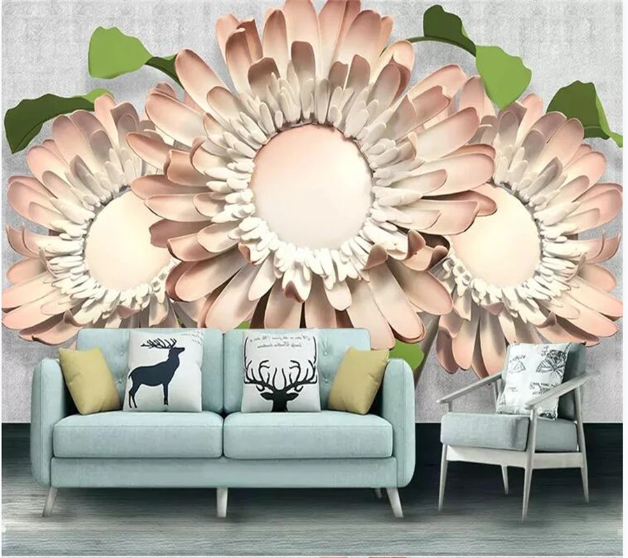 

wellyu Custom Wallpaper wall papers home decor Creative new flower 3d embossed flowers TV background wall papel tapiz tapeta