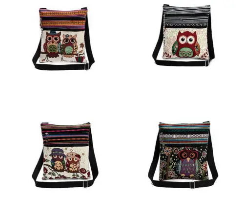 Retro gufo stampa pacchetto diagonale borse a tracolla Organizer da viaggio zaini floreali da donna Mini pacchetto pochette borse a tracolla
