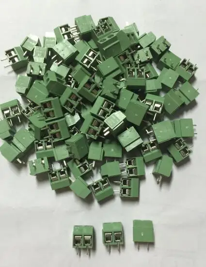 100 pcs 2 Pin  3pin Screw Green PCB Terminal Block Connector 5mm Pitch  250V 8A wiring terminal power