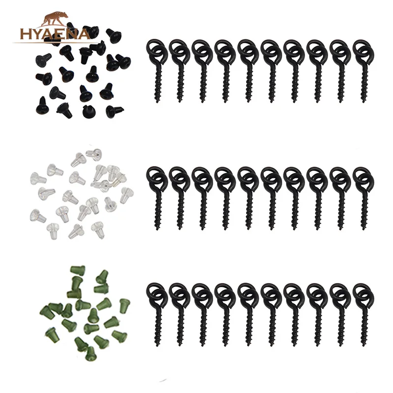 Hyaena 30pcs Boilie Bait Screws With Oval Rings Carp Rig Ring Stops Carp Fishing Accessories Tackle Chod